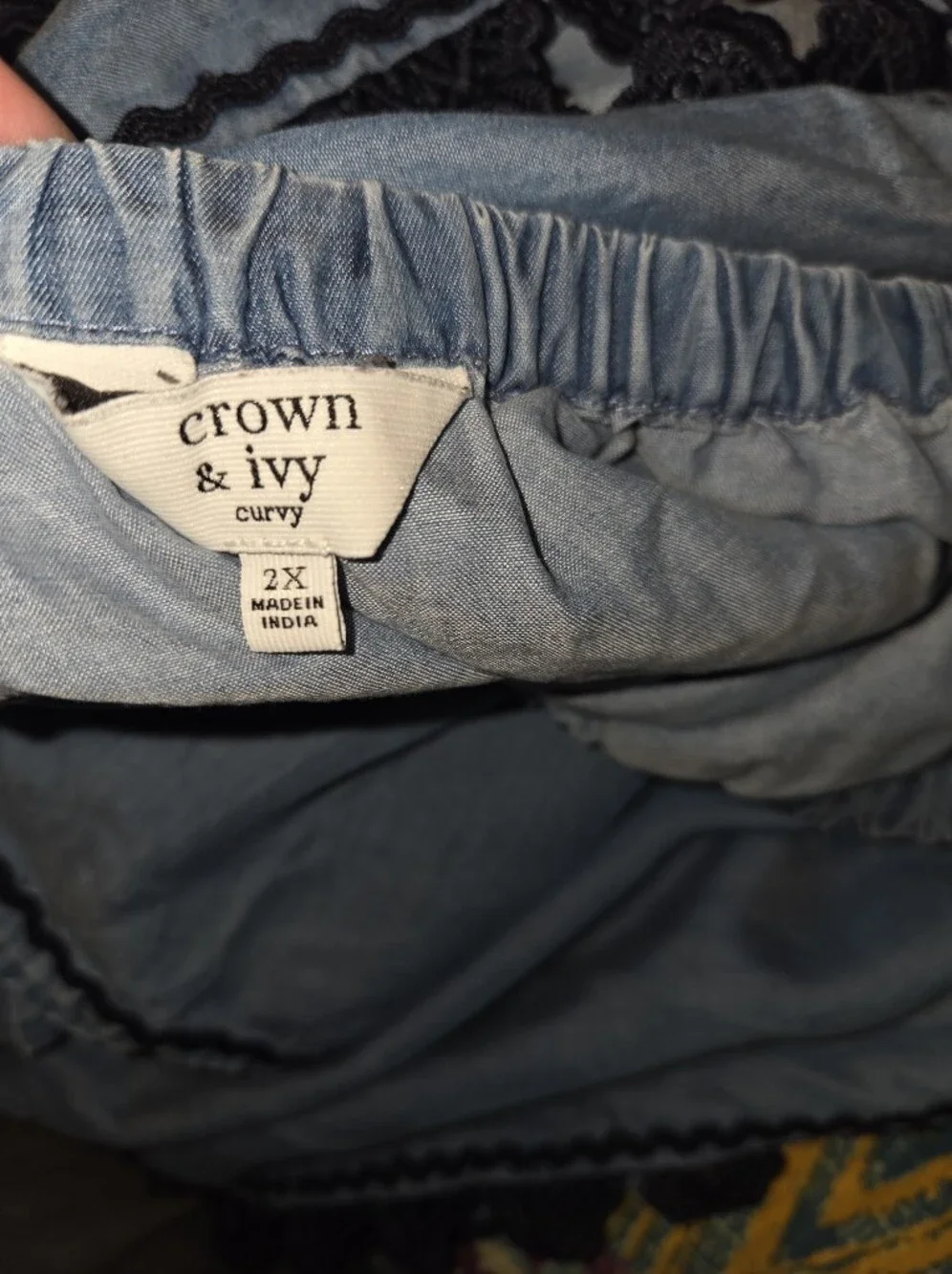 Crown & Ivy Chambray Plus Blouse - Picture 9 of 11